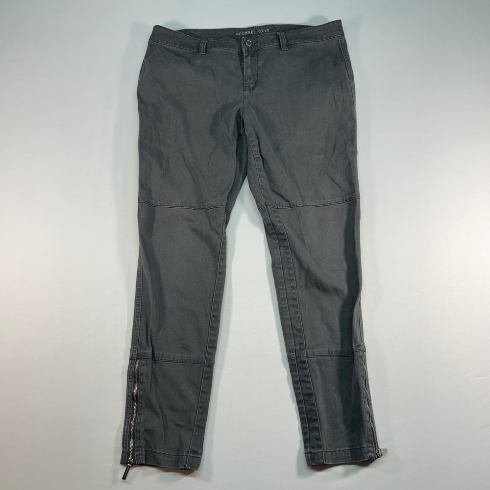 Michael Kors Womens Gray Moto Skinny Pants Ankle Zip Size 10 Charcoal Stretch